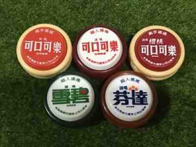 (5) 80s Taiwan Coca Cola Genuine Russell Super/Pro Yo-Yo Cherry Sprite Fanta Set