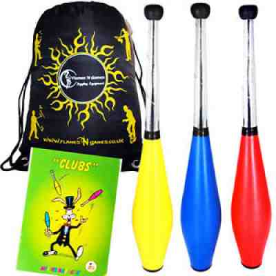 Trainer Juggling Club Set - 3 Clubs + Mr Babache Club Juggling Book + Bag