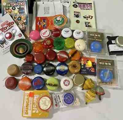 Rare Collection Lot of 36 Vintage Mostly DUNCAN YO-YO TOPS * Wood, Butterfly,+