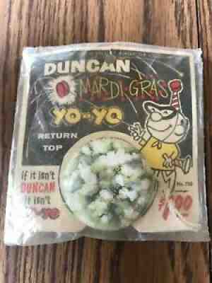 Vintage Duncan MARDI GRAS YO-YO on card - sealed in plastic never opened!