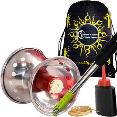 COMET Fire Diabolo Set -Kevlar + Aluminium Diabolo Sticks + Fuel Bottle +FNG Bag