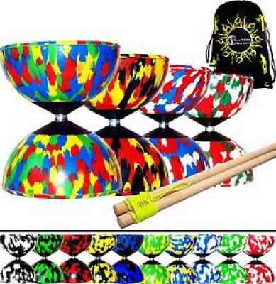 HARLEQUIN Diabolos - Pro Diablo Set + Wooden Diabolo Sticks & String + Bag