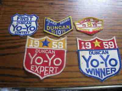 5 Duncan Yo-Yo Patches 1958 1959 Winner Expert First Silver Bronze # UP C