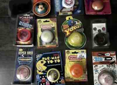 Lot Of 12 New Vintage Yoyo Lot Perkins, Duncan,Yomega, Mickey Mouse, And PACMan