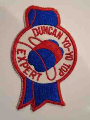 VTG DUNCAN YO-YO EXPERT TOP EMBROIDERED RIBBON PATCH RED/WHITE/BLUE RARE 1950S