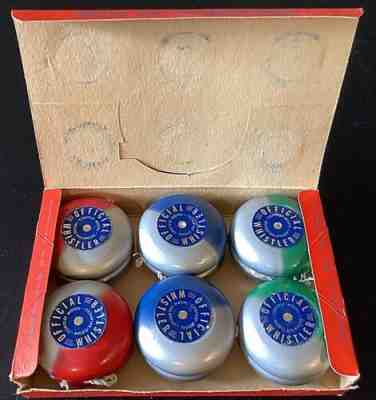 BRAND NEW (UNUSED) BOX OF 1950'S WHISTLER YOYOS