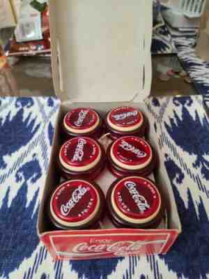 brand new yoyo coca cola russell red complete box 12 pcs vintage rare new nos