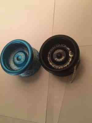 Yomega Maverick Black Yoyo & Yomega Dash Blue Yo-yo Aluminum - Lot Of 2 Yo-yos