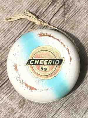 Vintage Foil Decal Cheerio 99 Wooden Tournament Practice Yo-Yo