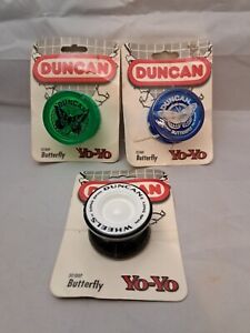 Vintage Duncan Butterfly Yoyo LOT Green, Blue Wheels Long Spin