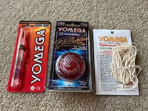 NEW 1998 FACTORY SEALED RED YOMEGA RAIDER +5 YO-YO STRINGS+ BRAIN LUBE OIL PEN!