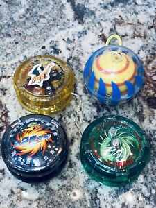 YO YO LOT x4 YOMEGA X-BRAIN WING Vintage Ball 1998 BANDAI Pokemon Sticker Toys