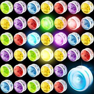 50 Pieces Yo Yo LED Light Up Responsive Ball Plastic Auto Return Yo Yo with L...