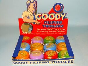 LOT OF 12 GOODY FILIPINO TWIRLER CHAMPION YOYO'S ORIG. COUNTER DISPLAY BOX 1936