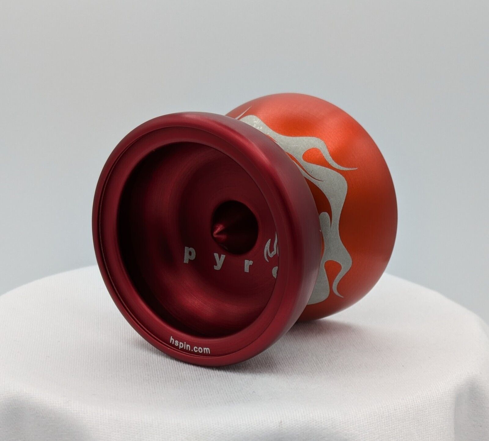 HSpin Pyro Yo-Yo Deep Orange and Deep Red Limited Edition #1645 Aluminum YoYo